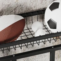 SPORTNOW Supporto per Biciclette, Supporto di Parcheggio per 3 Biciclette con Cestino Superiore e 4 Ganci, 90 x 54 x 100 cm, Nero(m-4)