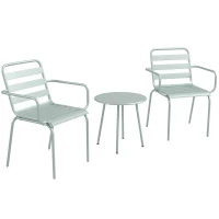 Outsunny Set da Bistrò 3 Pezzi, per Balcone con 2 Sedie Impilabili, Design Moderno, 51 x 58 x 78 cm, Verde(m-1)