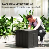 Outsunny Baule da Giardino con Maniglie, Contenitore Porta Attrezzi Impermeabile, 56x41x50 cm, Nero(m-4)