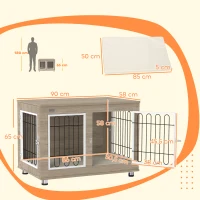 PawHut Jaula para perros mueble jaula perros interior mesa auxiliar multiusos con doble puerta y cojín(m-3)