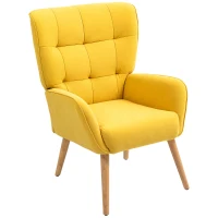 HOMCOM Sillón Acolchado Sillón de Sala con Acolchado Terciopelo Suave hasta 120 kg Amarillo(m-7)