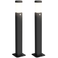 Outsunny Conjunto de 2 lámparas de exterior, balizas luminosas LED, IP65 impermeable, Farol para caminos y senderos - Negro
