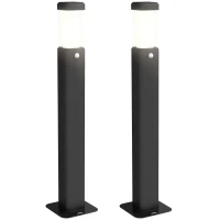 Outsunny Conjunto de 2 lámparas de exterior, balizas luminosas LED, IP65 impermeable, Farol para caminos y senderos - Negro(m-1)