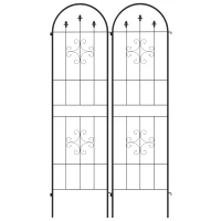 Outsunny Conjunto de 2 enrejados de jardín, soporte para plantas trepadoras en acero, 50x180 cm, Negro(m-7)