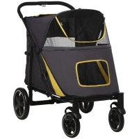 PawHut Carrito Plegable para Perros de Tamaño Mediano con Entradas de Cremallera y Ventanas de Red 112x65x100 cm