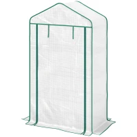 Outsunny Serra da Giardino o Balcone con 4 Ripiani, Acciaio Zincato, Telone Rimovibile PE ad Alta Densità, 90x49x160cm, Bianco(m-5)