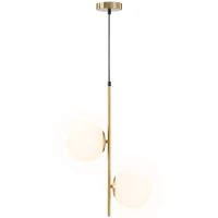 HOMCOM Lámpara colgante moderna candelabro de doble cabezal de luz colgante ajustable para entrada salón tono dorado(m-6)