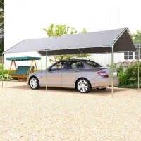 Outsunny Pensilina per Auto 6 x 3 m, Struttura in Acciaio Zincato Robusto, Tetto in PE ad Alta Densità, Grigio(m-2)