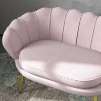 HOMCOM 2-Sitzer-Sofa im Industrial Chic-Stil aus Samteffektgewebe und Metall, 130x77x77 cm, Rosa(m-4)