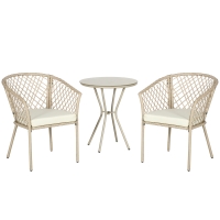 Outsunny Conjunto de jardín para 2 personas 3 piezas 2 sillones con cojines mesa de centro redonda metal
