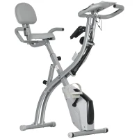 HOMCOM Bicicleta estática plegable 8 niveles de resistencia magnética respaldo sillín ajustable asas ergonómicas Negro Gris(m-7)