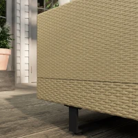 Outsunny Salotto da Giardino ad Angolo da 5 Posti, Design Contemporaneo, Cuscini Sfoderabili, Tavolino, Acciaio Verniciato a Polvere, Resina Intrecciata, Beige(m-3)