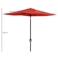Outsunny Sombrilla rectangular inclinable 2x3 m con manivela tela poliéster impermeabilizada alta densidad 180g/m² Rojo(m-3)