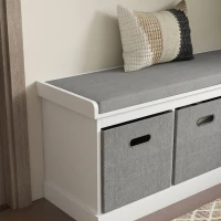 HOMCOM Banc à Chaussures en Bois avec 3 Tiroirs et Assise en Tissu pour 3 Paires de Chaussures, 105x35x47 cm, Blanc(m-3)