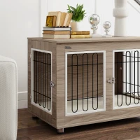 PawHut Jaula para perros mueble jaula perros interior mesa auxiliar multiusos con doble puerta y cojín(m-4)
