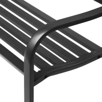 Outsunny Panchina da Giardino 3 Posti, Stile Rustico Chic, 127L x 60l x 85H cm, Metallo Resina Epossidica Anticorrosione, Nero(m-3)