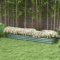 Outsunny Jardín Elevado Cuadrado de Acero para Huerto de Verduras, Plantas, Flores, Medidas 240x62x30 cm(m-2)
