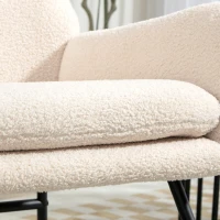 HOMCOM Poltrona a Dondolo, Poltrona a Dondolo con Sedile Spesso 10 cm, Piedi Curvi in Acciaio, Beige e Nero(m-4)