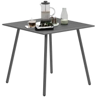 Outsunny Mesa de comedor de jardín para 6 personas con tablero de lamas para jardín, patio, terraza, 80x80x74 cm, Gris(m-6)
