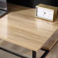 HOMCOM Scrivania con ripiani scrivania informatica scrivania da computer con 4 ripiani, ampio piano e lavagnetta nera per salotto camera ufficio a casa 120L x 53P x 126H cm, rovere e nero(m-4)