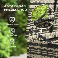 Outsunny Baule da Esterno da 350L a 2 Livelli con Pistoni a Gas, Rattan PE e Acciaio, 118x57x69 cm, Grigio(m-5)