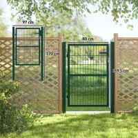 Outsunny Portail de jardin en acier Porte de jardin avec poignée, serrure 3 clés verrouillables Portail 97x170cm Vert(m-3)