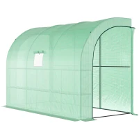 Outsunny Serra da Giardino con Copertura in Plastica, Resistente ai Raggi UV, 3 Piani, Porte a Rullo, Verde(m-6)