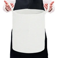 HOMCOM Wäschekorb 36L, Wäschekorb aus Baumwolle mit faltbaren Griffen, 38 x 45cm, cremeweiß(m-6)