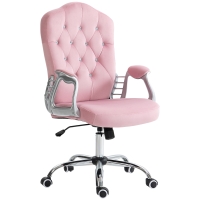 Vinsetto Silla de Oficina Respaldo Reclinable Altura Ajustable Aspecto de Terciopelo hasta 120 kg Rosa