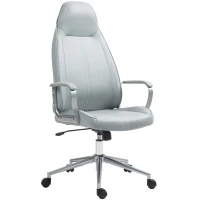 HOMCOM Silla de oficina fauteuil de bureau altura ajustable función de balanceo ruedas pivotantes 68x65x119-128,5 cm Gris(m-7)