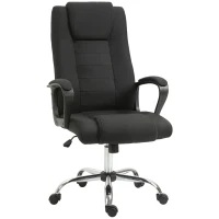 Vinsetto Silla de oficina con ruedas silla ejecutiva ergonómica giratoria con altura ajustable de lino Negro(m-1)