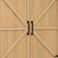 Outsunny Tavolo da Giardino con Armadio e Scaffali con Piedini Antiscivolo in Legno di Abete, Giallo(m-4)