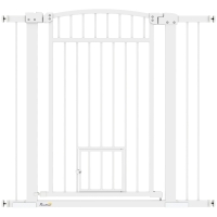 PawHut Barrera de seguridad para perros con sistema de doble bloqueo, montaje a presión o con taladro, ancho 76-104 cm Blanco