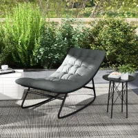 Outsunny Set de 2 mecedoras exterior con cojines gruesos, asiento tela textilene transpirable y marco de acero, Gris(m-5)