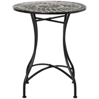 Outsunny Mesa de jardín Pequeño en Metal y Cerámica, Mesa con Mosaico para Exterior en Terraza o Balcón, 60x71 cm, Gris Negro(m-6)