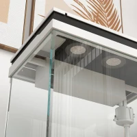 PawHut Glasaquarium für Goldfische 26L mit LED-Lichtern, Filtersystem und Wasserpumpe, 38x26x38 cm, Weiß(m-4)
