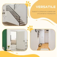 PawHut Barrière pour Chiens Extensible avec Porte Automatique, en Métal et ABS, 75-131x76 cm, Blanc(m-4)