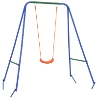 Outsunny Balançoire de Jardin 2 en 1 pour Bébés et Enfants de 6 Mois à 8 Ans, Orange et Bleu(m-6)