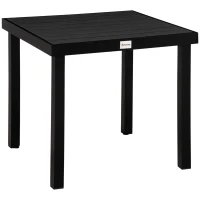 Outsunny Mesa de Jardín para 4 Personas Mesa de Comedor de Aluminio Muebles de Jardín Mobiliario de Exterior Fácil de Cuidar Plástico Negro 78x78x74 cm(m-1)