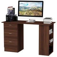 HOMCOM Tavolo da Scrivania Informativo Multi-Funzione 3 cassetti 2 ripiani dim. 120L x 49P x 72H cm MDF Effetto Noce(m-5)