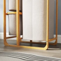 HOMCOM Panier à Linge en Bambou avec 3 Sacs et Plateaux Amovibles en Tissu, 50x32x69,7 cm, couleur Bambou et Crème(m-4)