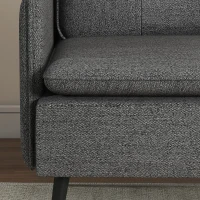 HOMCOM Sillón escandinavo respaldo capitonado con pespunte en tela 76x68x80 cm Grisy patas de metal Negro y dorado(m-5)