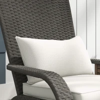 Outsunny Gartenstuhl mit Fußhocker und gepolsterten Kissen, aus Rattan und Stahl, 64x82x89 cm, Grau und Creme(m-3)