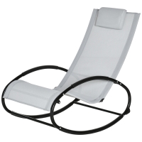 Outsunny Fauteuil chaise longue à bascule design contemporain dim. 105L x 62l x 88H cm métal époxy textilène, Gris