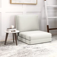 HOMCOM Sofá cama convertible 1 plaza sillón perezoso sofá cama de terciopelo para invitados salón 75x268x18 cm Crema(m-2)