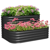 Outsunny Fioriera da Giardino a Fondo Aperto con 2 Piani per Erbe Verdure Frutta Fiori, 120 x 90 x 30 cm, Nero(m-1)