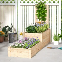 Outsunny Blumenkasten mit Gitter und offenem Boden, für Balkon Terrasse Terrasse, 222 x 63 x 132 cm, Naturholz(m-5)