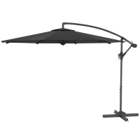 Outsunny Exzentrischer faltbarer achteckiger Sonnenschirm Ø 3 m Garten- und Terrassen-Pavillon mit gekreuztem Ständer Schwarz