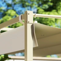 Outsunny Pérgola de jardín 3x3m con techo retráctil y fijación magnética, toldo de protección solar, UPF30+, kaki(m-5)