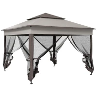 Outsunny Gazebo Pieghevole con Pareti Laterali Grigio 3,25 x 3,25 x 2,7 m(m-1)